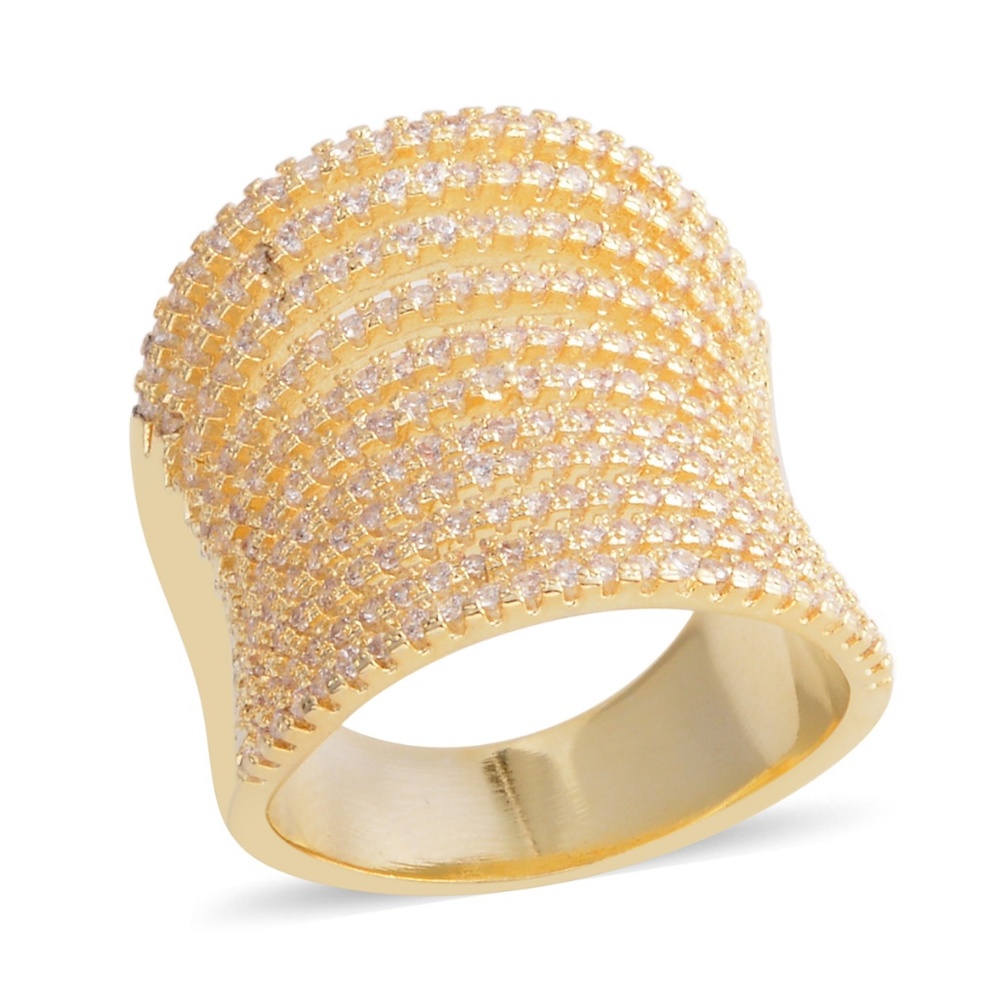 Simulated Diamond Goldtone Concave Split Ring - image 4